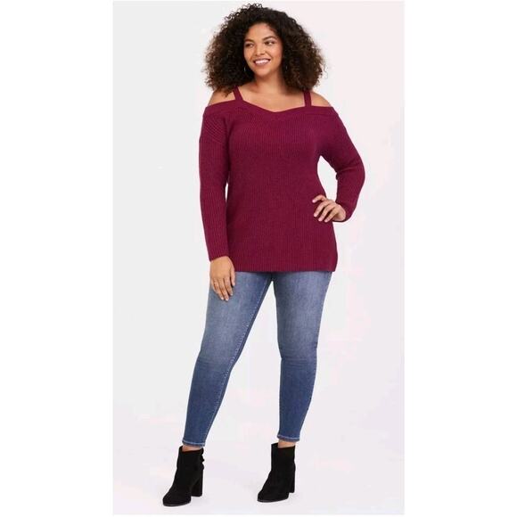 Torrid Plus 1X Pink Cold Shoulder Knit Sweater – Soft Cozy Fall Top EUC - Picture 1 of 6